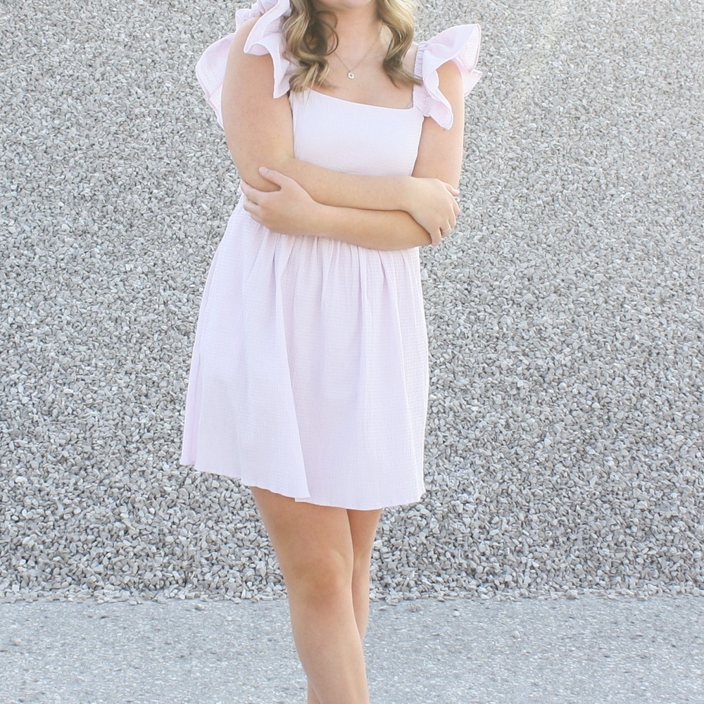 Miami Light Pink Ruffle Sleeve Kids Dress